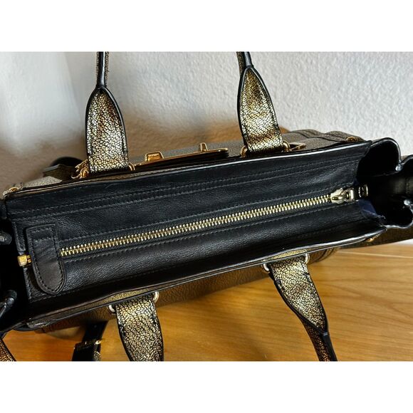 Coach Gold Leather Swagger Medium Carryall Top Handle Bag EUC - Picture 6 of 9